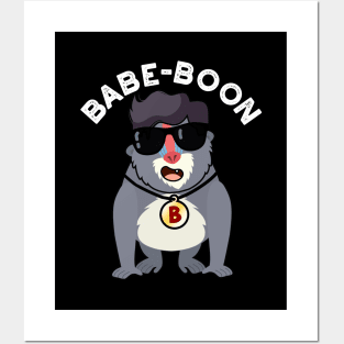 Babe-boon Funny Animal Monkey Baboon Pun Posters and Art